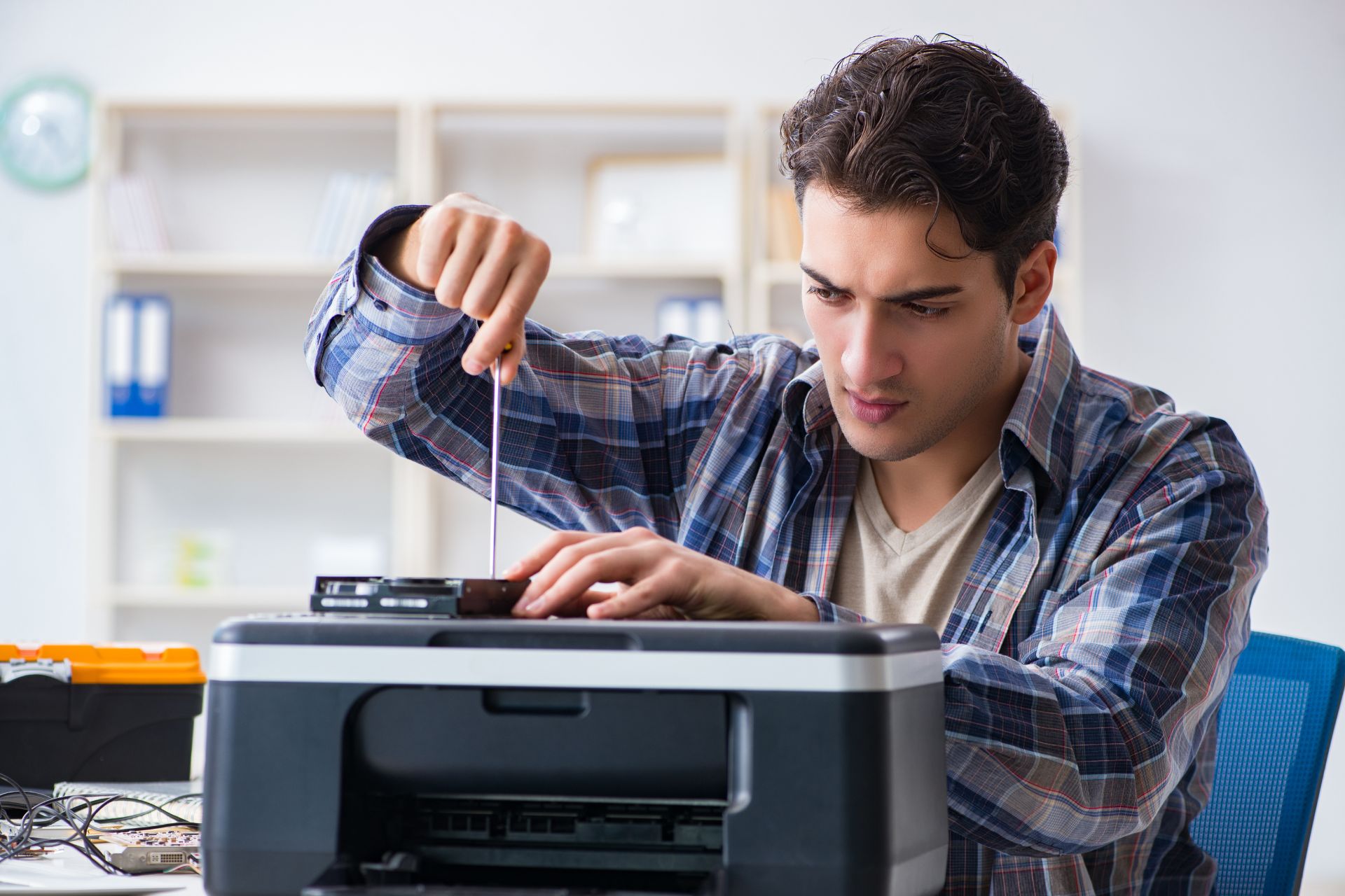Professional printer repair and installation technician
